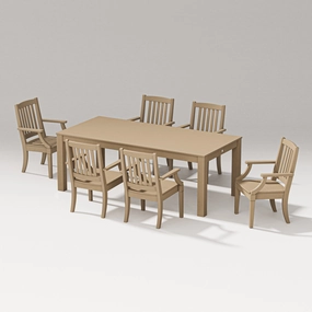 Estate Arm Chair 7-Piece Parsons Table Dining Setoutdoor patio furniture set