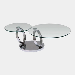 Eternity - Swivel Coffee Table In Clear Glass & Chrome Baseoutdoor coffee table for patio or lounge