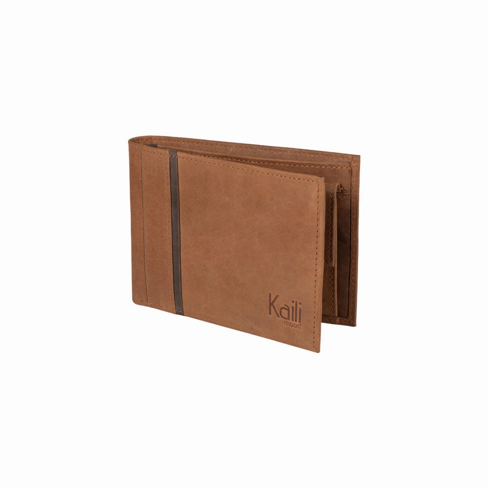 Kaili Mood Leather Men'S Wallet Bifold Tan Shop the Best Deals