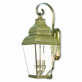 Exeter Three Light Outdoor Wall Lantern Antique BrassOutdoor wall sconces with motion sensor