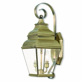 Exeter Two Light Outdoor Wall Lantern Antique BrassOutdoor wall sconces with motion sensor