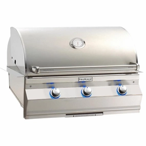 Fire Magic Aurora 30" Built-In Gas Grill with Analog Thermometer A540i stainless steel BBQ grill with side table