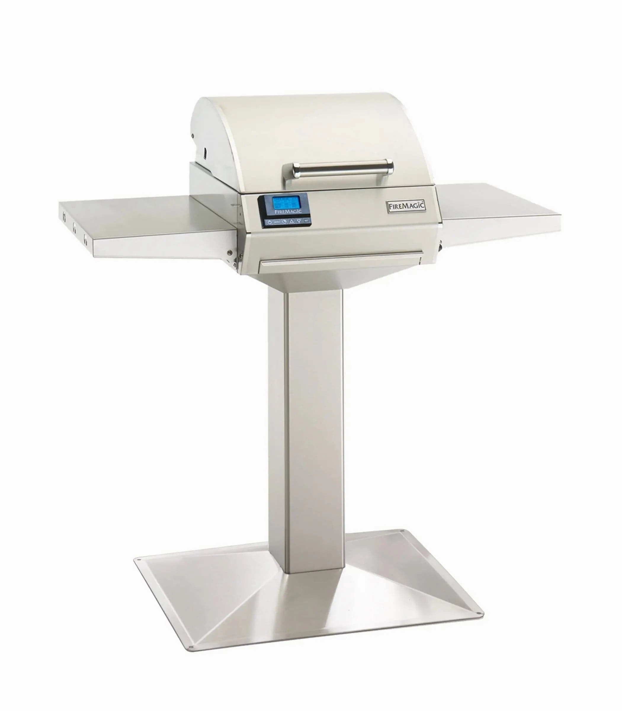 Fire Magic E251s Patio Post Mount Electric Grill E251s-1Z1E-P6 stainless steel BBQ grill with side table