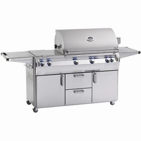 Fire Magic Echelon Diamond 36" Portable Grill with Analog Thermometer & Double Side Burner E790s stainless steel BBQ grill with side table