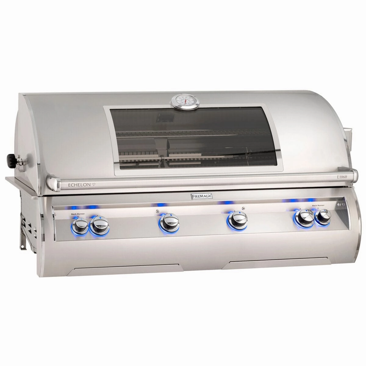 Fire Magic Echelon Diamond 48" Built-In Grill with Analog Thermometer E1060i stainless steel BBQ grill with side table