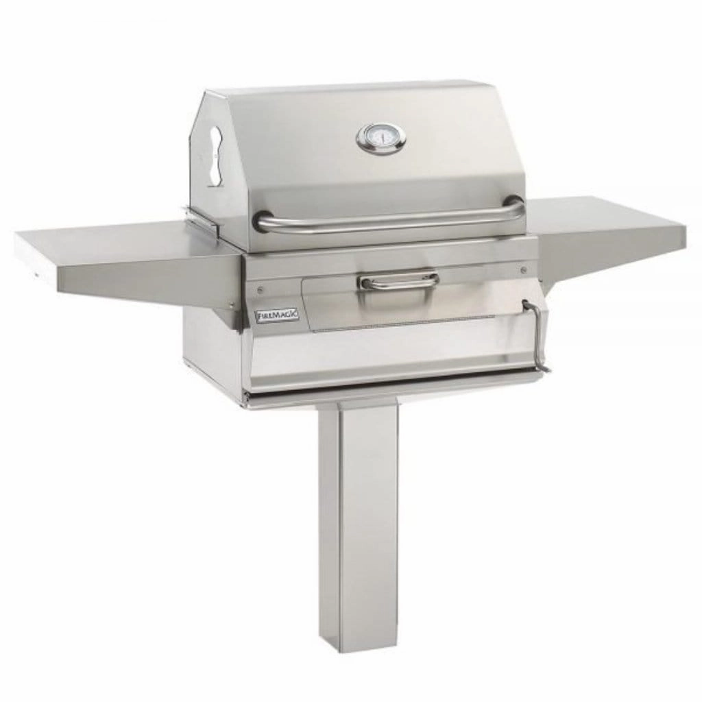 Fire Magic Stainless Steel 24" In-Ground Post Mount Charcoal Grill 22-SC01C-G6 professional outdoor BBQ grill set