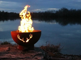Fire Pit Art Antlers 36-inch Electric AWEIS Fire Pit Antlers-PENTA24-200K BTU-AWEISportable outdoor fire pit with lid