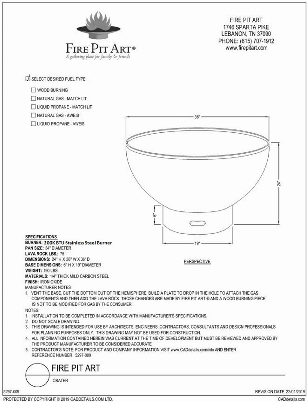Fire Pit Art Crater 36-inch Electric AWEIS Fire Pit - Crater-PENTA24-200K BTU-AWEIS