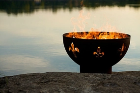 Fire Pit Art Fleur de Lis 36-inch Match Lit Fire Pit - Fleur De Lis-PENTA24-200K BTUportable outdoor fire pit with lid