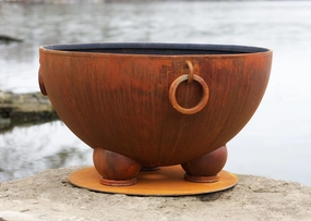 Fire Pit Art Nepal 41-inch Wood Burning Fire Pit - NPportable outdoor fire pit with lid