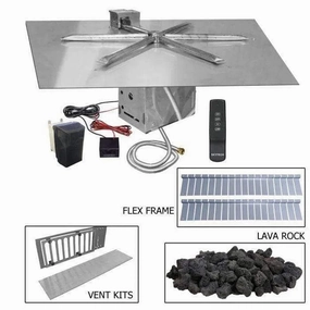 Firegear 30" SS Square Flat Pan Paver Rdy Gas Fire Pit Kit FPB-30SFTFSN-PKportable outdoor fire pit with lid
