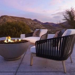Firegear Sanctuary 2 Fire Pit Table SAN2-34DBSTMSI-Noutdoor fire table set with chairs
