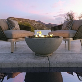 Firegear Sanctuary 3 Fire Pit Table SAN3-26DBSTMSI-Noutdoor fire table set with chairs