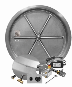 Firegear Stainless Steel AWS Round Pan Natural Gas 25-inch Fire Pit Burner System FPB-25RBSAWS-N with On/OFF Weatherproof Switchportable outdoor fire pit with lid