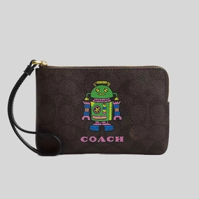 Dont Miss Out Todays Mega Savings Coach Corner Zip Wristlet In Signature Canvas With Robot Print Cw868