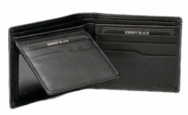 Johnny Black Chicago 8Cc Bi-Fold Leather Wallet - Rfid | Black Hot Discount Deal