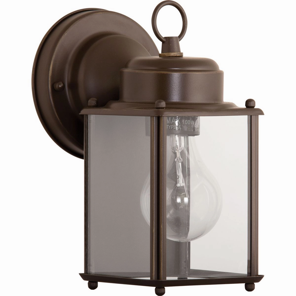 Flat Glass Lantern One Light Wall Lantern Antique Bronze