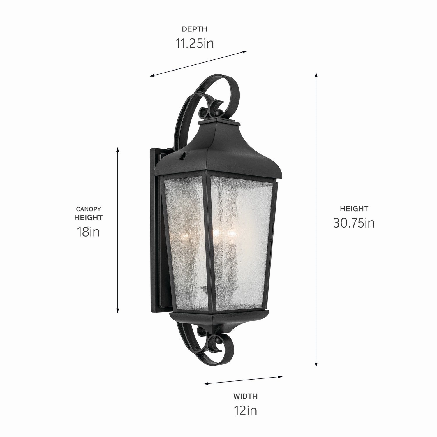 Forestdale Three Light Outdoor Wall Mount Textured Black