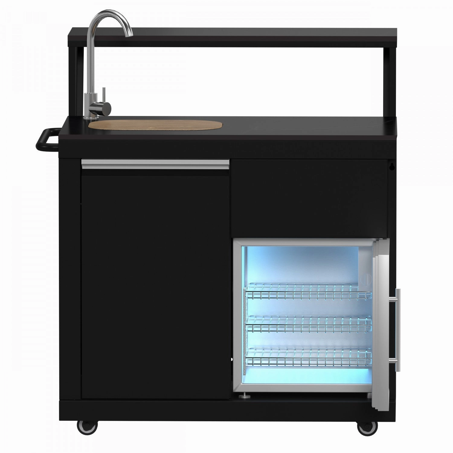 Forno All'Aperto Black Countertop Outdoor Kitchen with 62,600 BTU BBQ and Beverage Centre - FODKT2582BLK