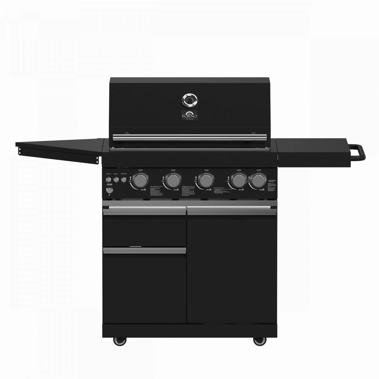 Forno All'Aperto Black Countertop Outdoor Kitchen with 62,600 BTU BBQ and Beverage Centre - FODKT2582BLK