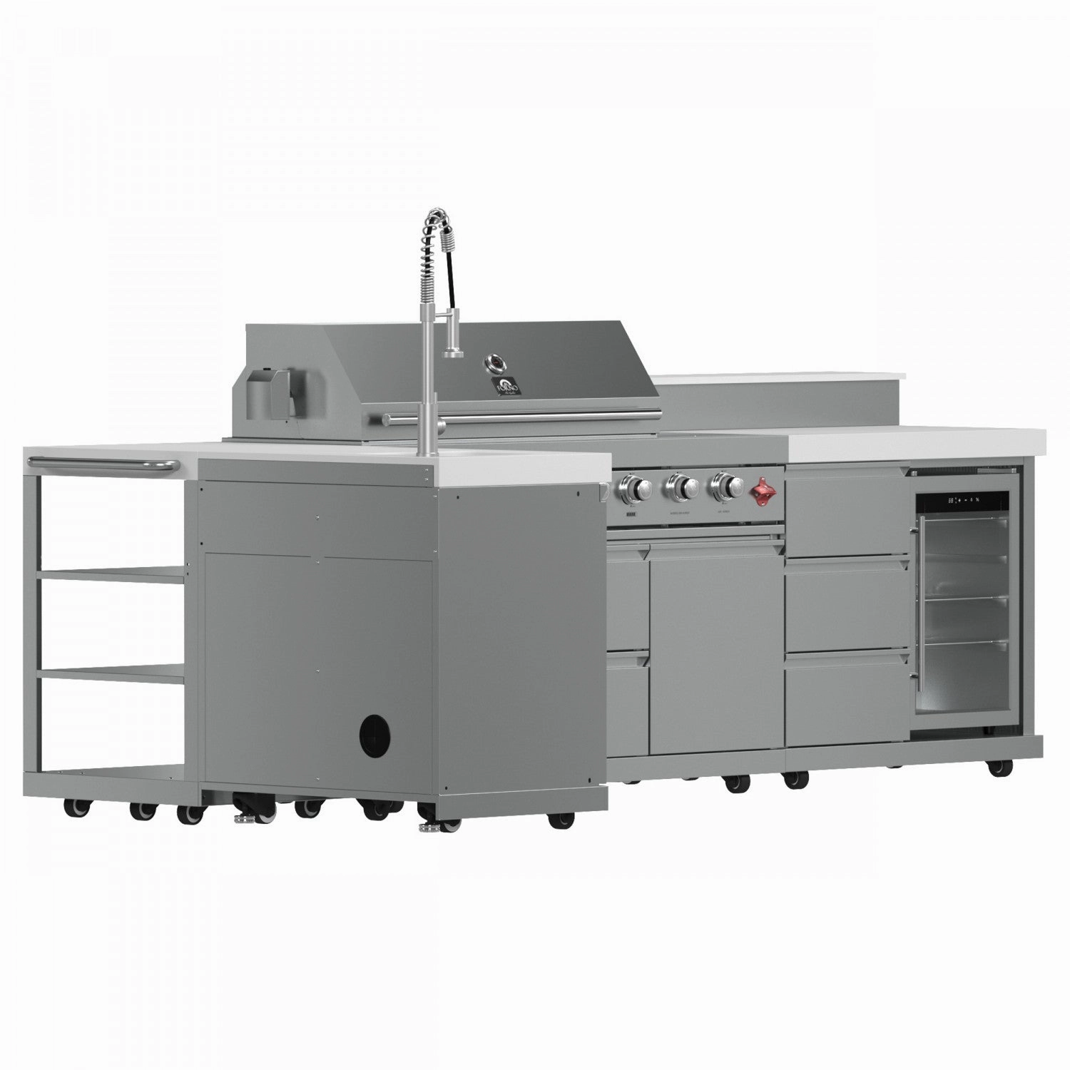 Forno Bulnes White Countertop Outdoor Kitchen with 40" 84,000 BTU BBQ and Beverage Centre - FODKT2520WHT