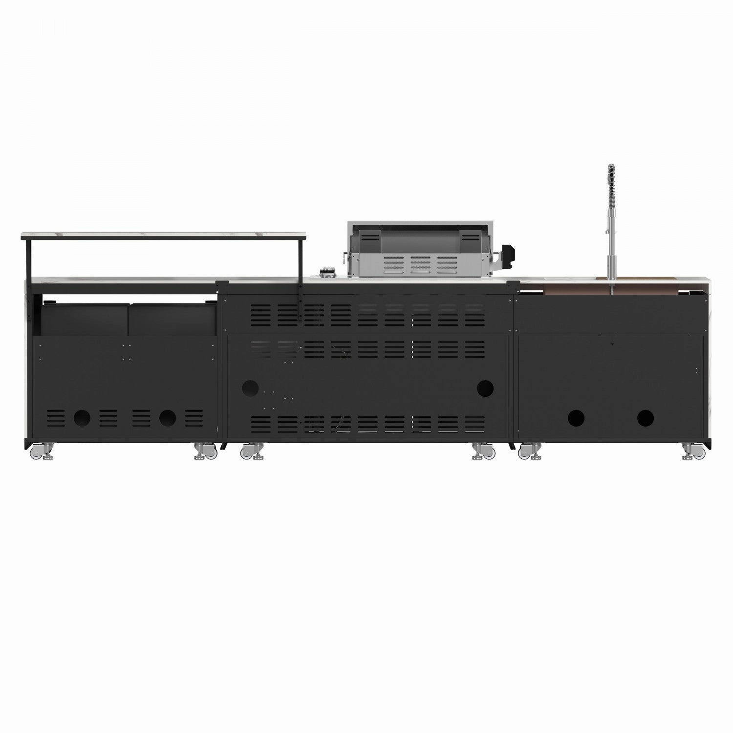 Forno Rimini White Countertop Outdoor Kitchen with 30" 62,600 BTU BBQ and 2 Beverage Centres (4.8 Cu. Ft.) - FODKT2575WHT