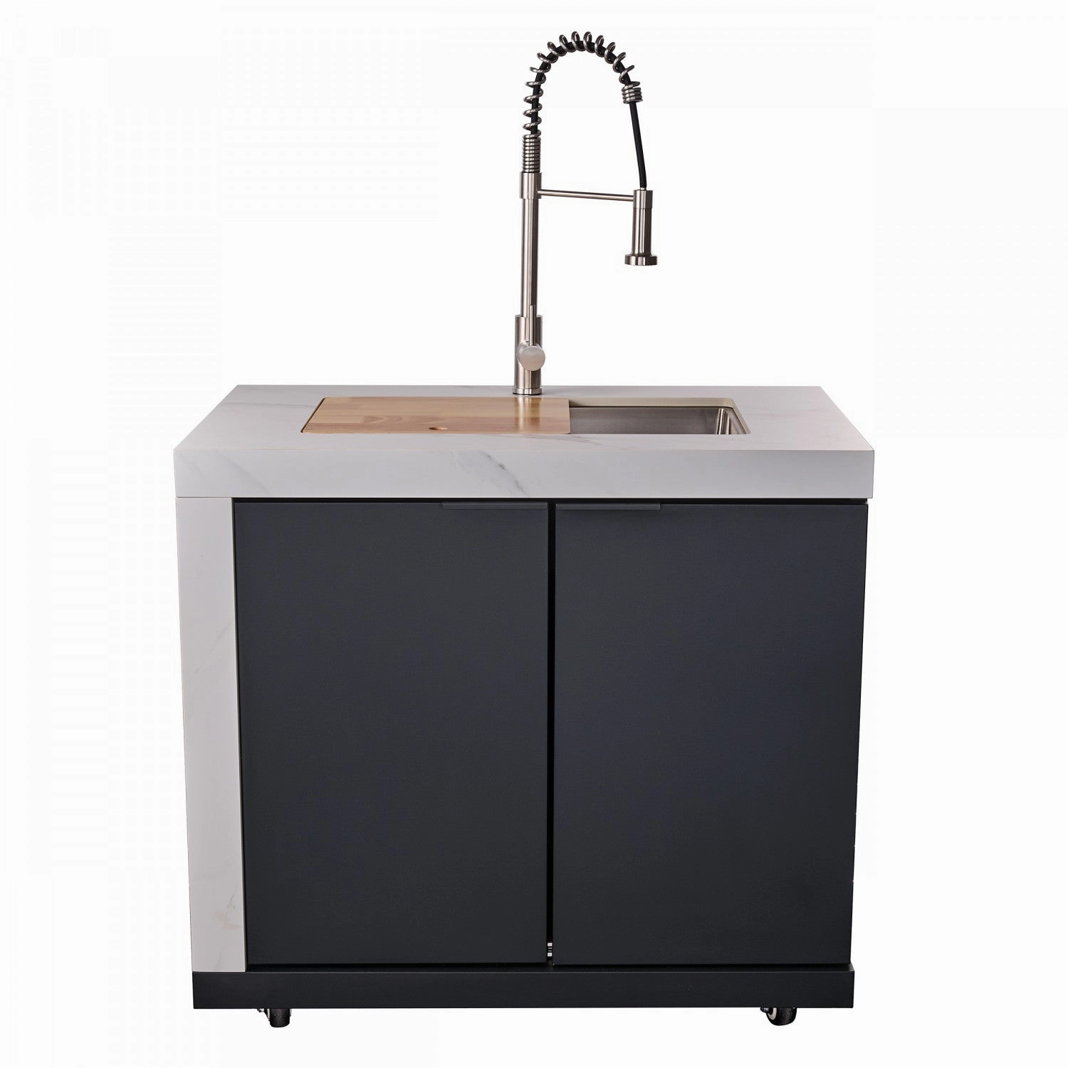 Forno Rimini White Countertop Outdoor Kitchen with 30" 62,600 BTU BBQ and 2 Beverage Centres (4.8 Cu. Ft.) - FODKT2575WHT