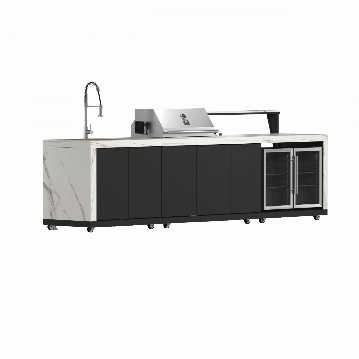 Forno Rimini White Countertop Outdoor Kitchen with 30" 62,600 BTU BBQ and 2 Beverage Centres (4.8 Cu. Ft.) - FODKT2575WHT