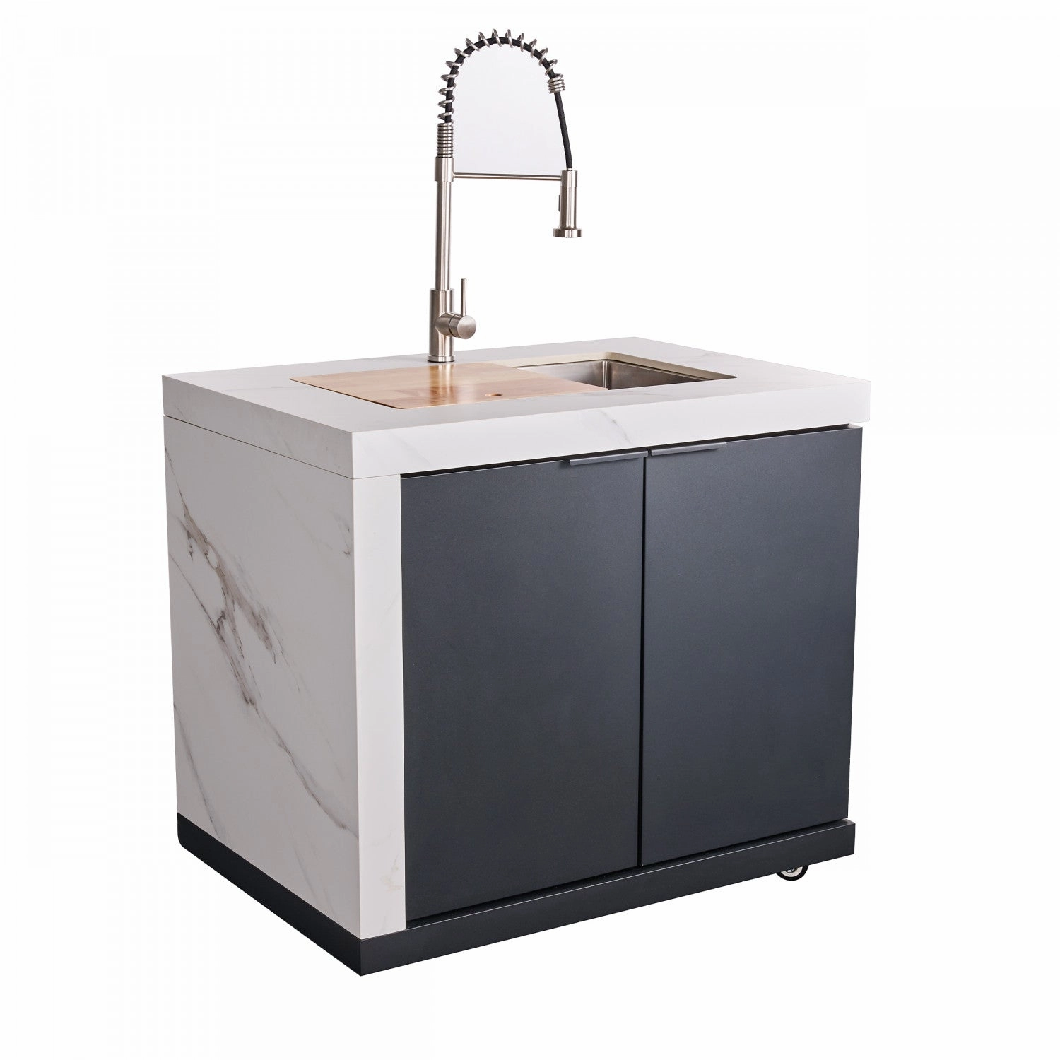 Forno Rimini White Countertop Outdoor Kitchen with 30" 62,600 BTU BBQ and 2 Beverage Centres (4.8 Cu. Ft.) - FODKT2575WHT