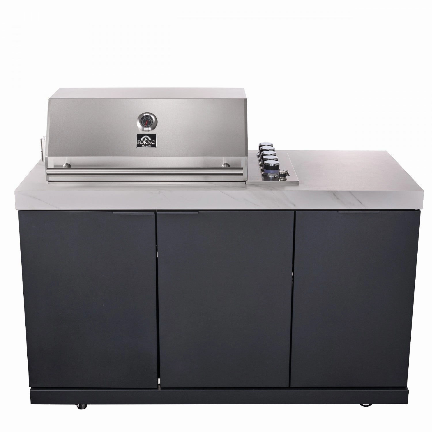 Forno Rimini White Countertop Outdoor Kitchen with 30" 62,600 BTU BBQ and 2 Beverage Centres (4.8 Cu. Ft.) - FODKT2575WHT