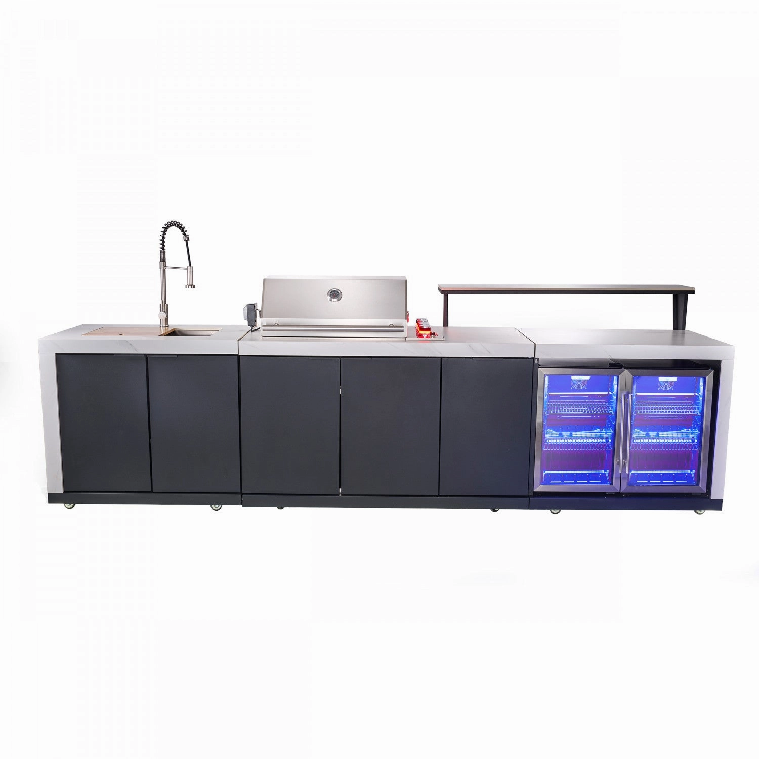 Forno Rimini White Countertop Outdoor Kitchen with 30" 62,600 BTU BBQ and 2 Beverage Centres (4.8 Cu. Ft.) - FODKT2575WHT