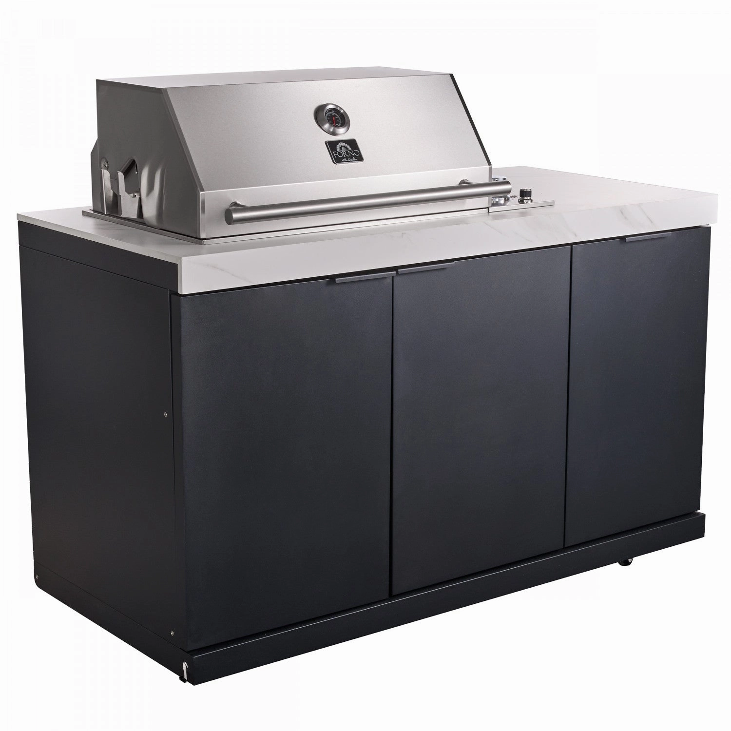 Forno Rimini White Countertop Outdoor Kitchen with 30" 62,600 BTU BBQ and 2 Beverage Centres (4.8 Cu. Ft.) - FODKT2575WHT