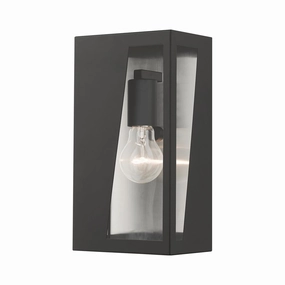 Forsyth One Light Outdoor Wall Lantern Black with Brushed Nickel Stainless Steel ReflectorOutdoor wall sconces with motion sensor