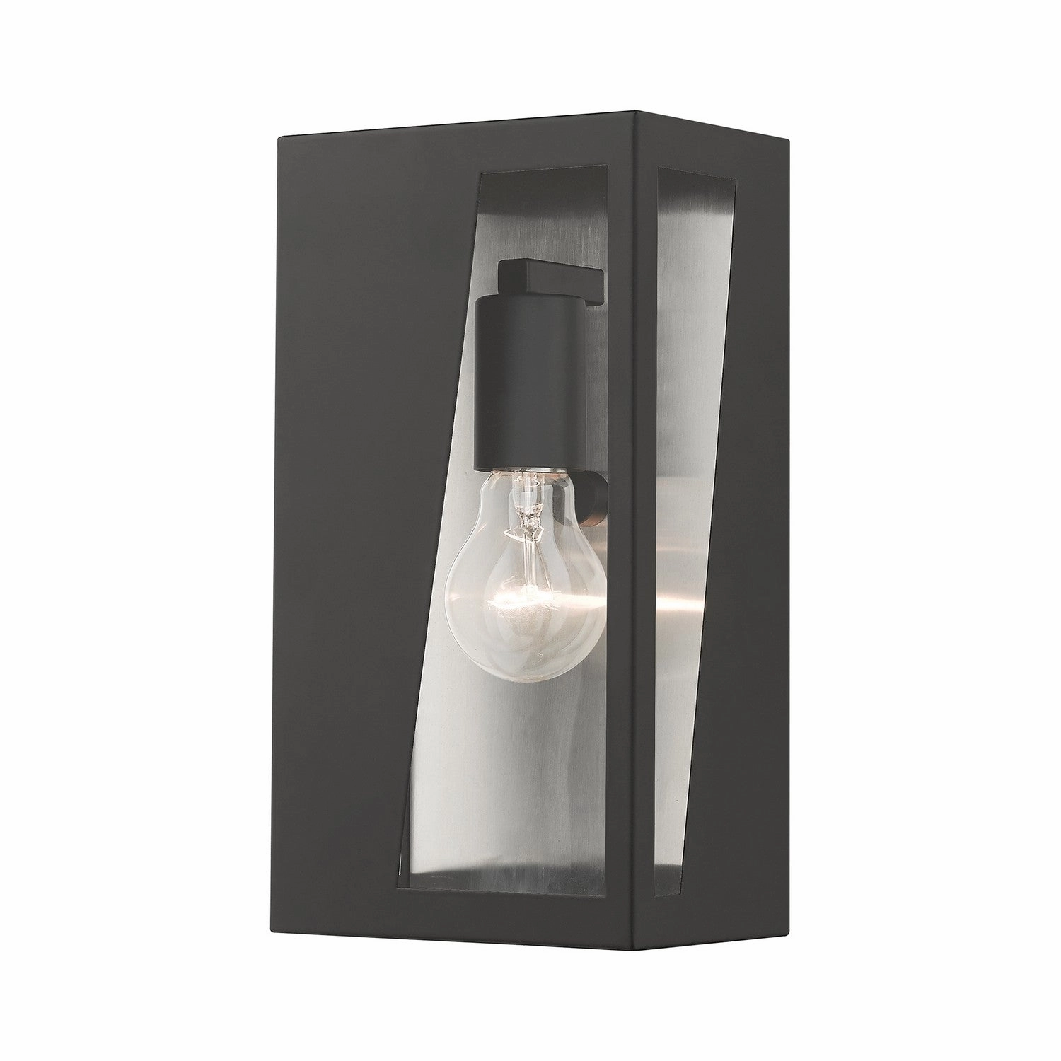 Forsyth One Light Outdoor Wall Lantern Black with Brushed Nickel Stainless Steel ReflectorOutdoor wall sconces with motion sensor