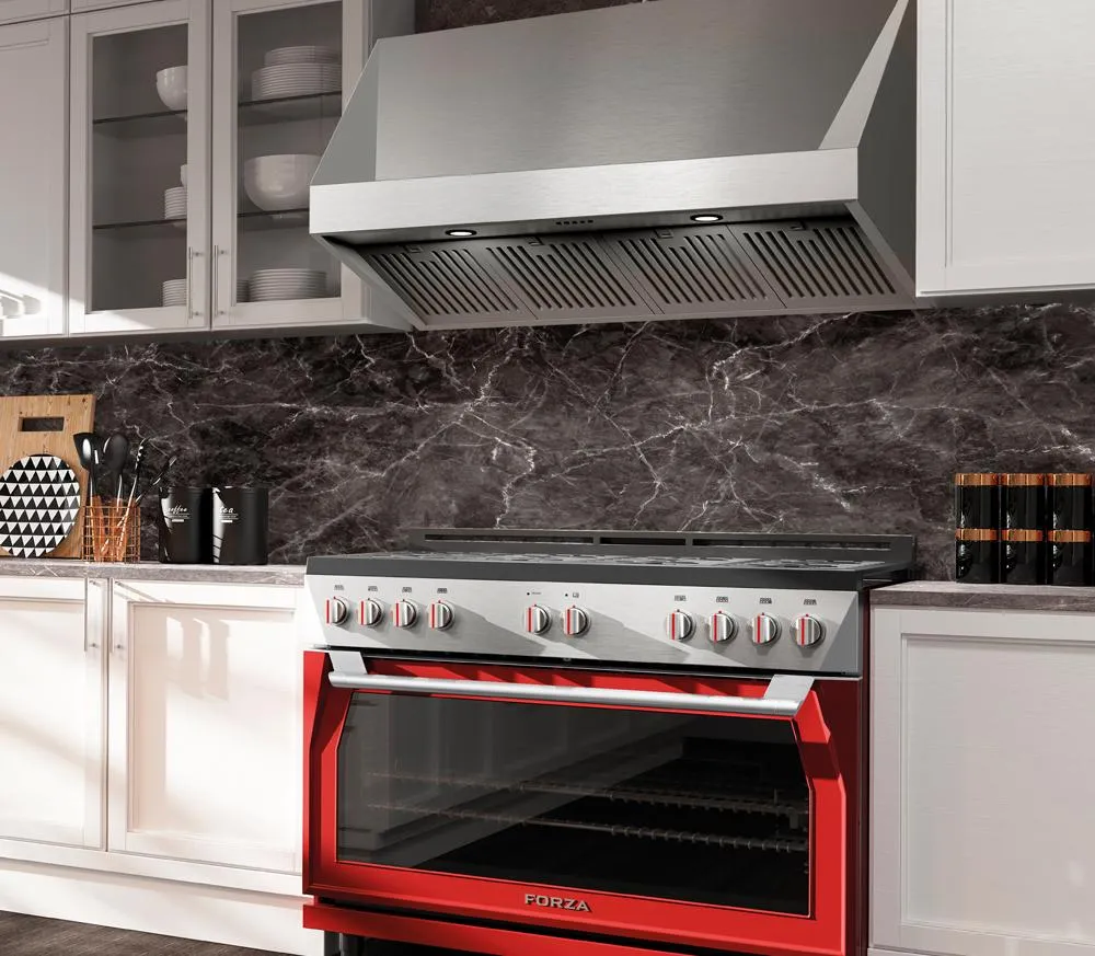 Forzacucina FH4824 48 Inch Professional Wall Mounted Range Hood, 24 Inches Tall