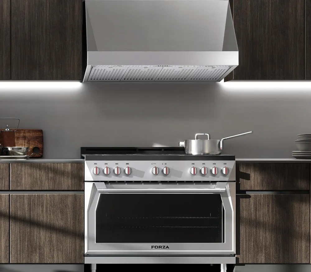 Forzacucina FH4824 48 Inch Professional Wall Mounted Range Hood, 24 Inches Tall