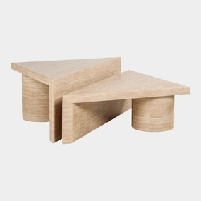 Franklin - Set of 2 Coffee Tables In Faux Travertineoutdoor coffee table for patio or lounge
