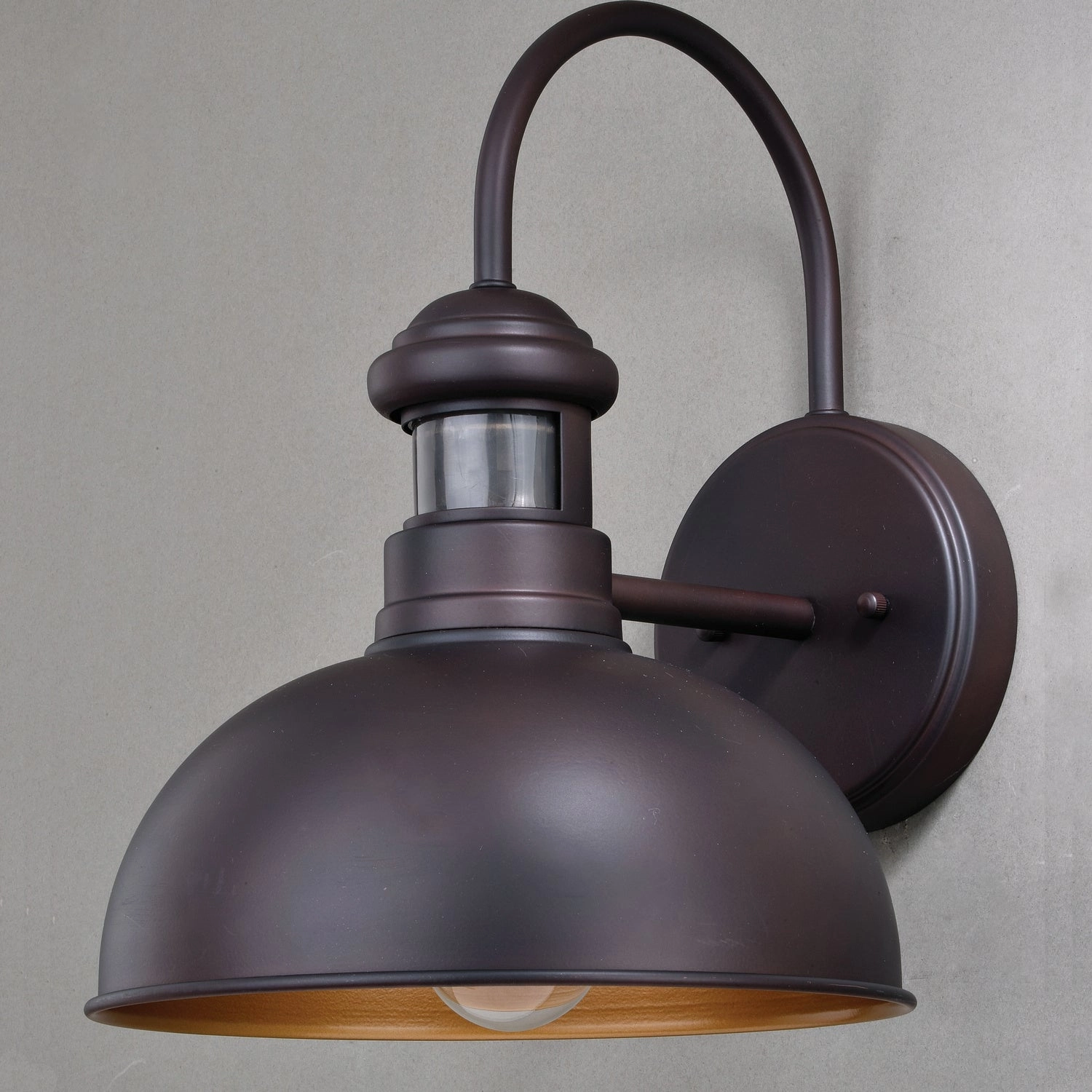 Franklin One Light Motion Sensor Outdoor Wall Light Oil Burnished Bronze and Light Gold