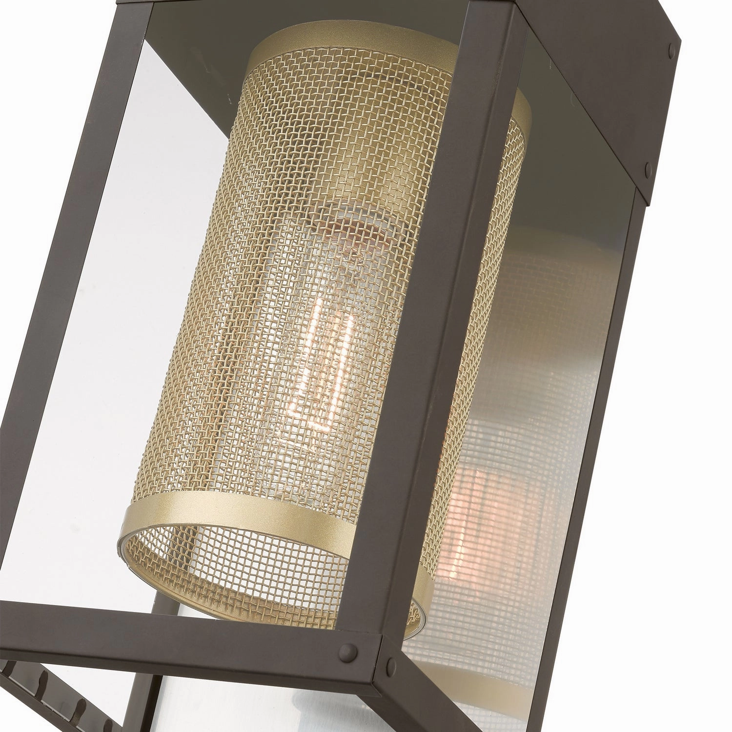 Franklin One Light Outdoor Wall Lantern Bronze w/Soft Gold Candle and Brushed Nickel Stainless Steel Reflector