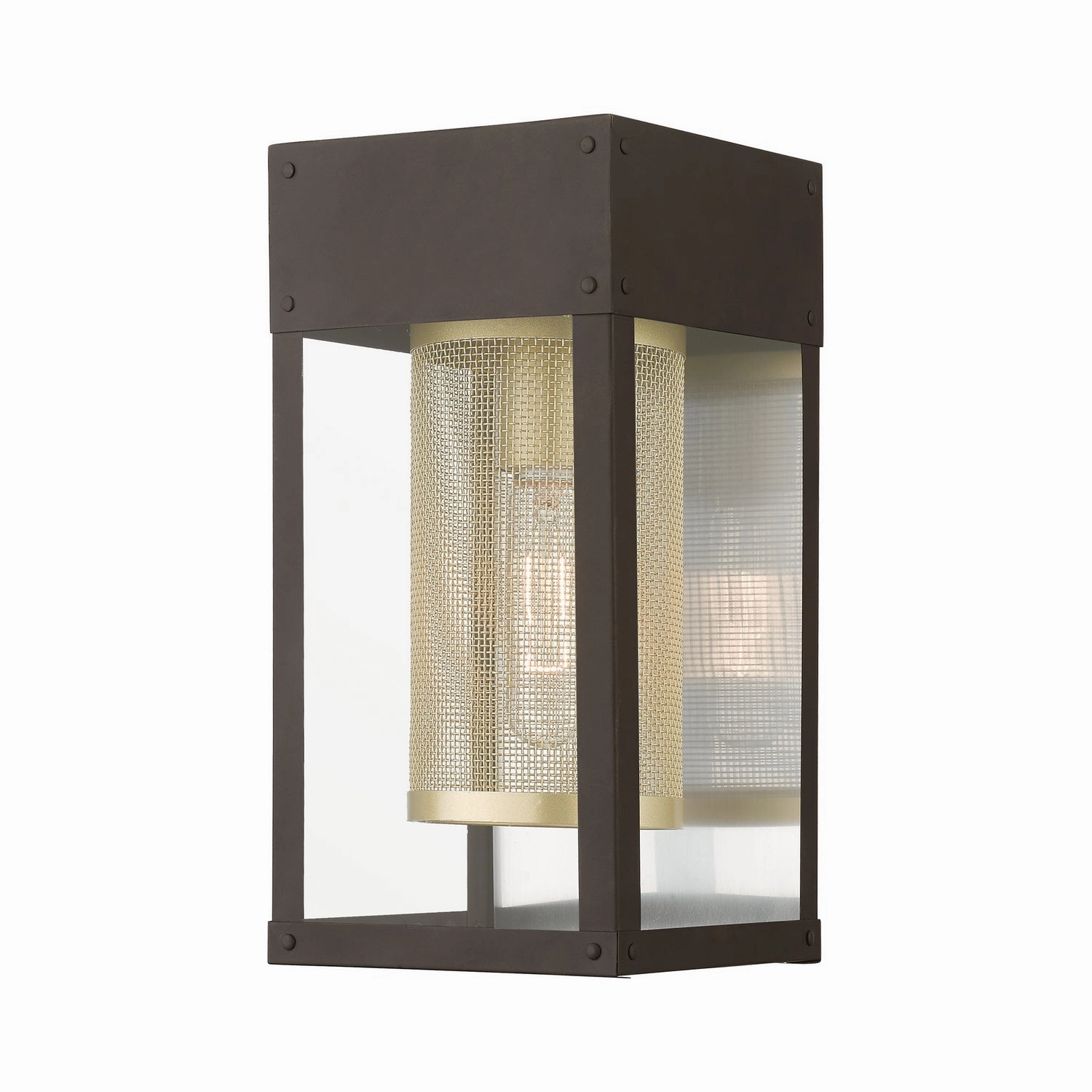 Franklin One Light Outdoor Wall Lantern Bronze w/Soft Gold Candle and Brushed Nickel Stainless Steel ReflectorOutdoor wall sconces with motion sensor