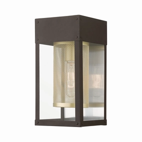 Franklin One Light Outdoor Wall Lantern Bronze w/Soft Gold Candle and Brushed Nickel Stainless Steel ReflectorOutdoor wall sconces with motion sensor
