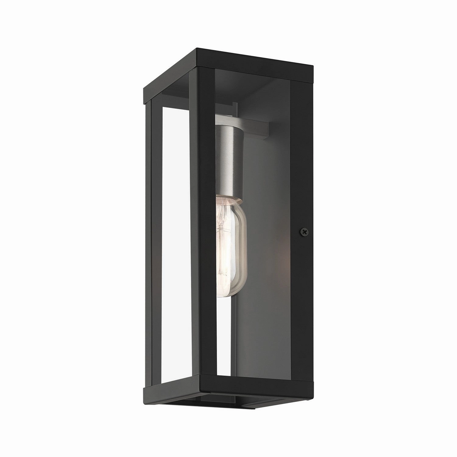 Gaffney One Light Outdoor Wall Lantern Black with Brushed Nickel