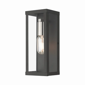 Gaffney One Light Outdoor Wall Lantern Black with Brushed NickelOutdoor wall sconces with motion sensor