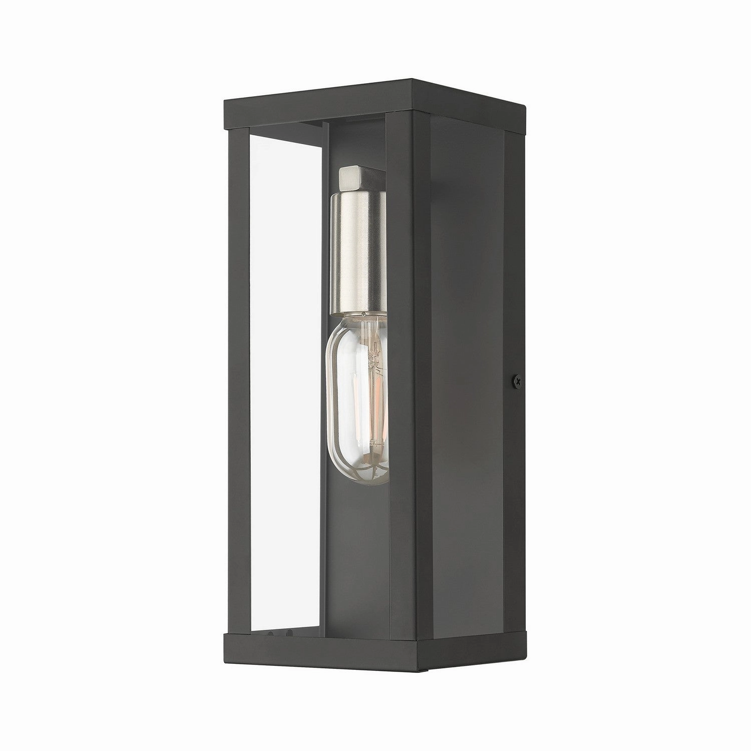 Gaffney One Light Outdoor Wall Lantern Black with Brushed Nickel