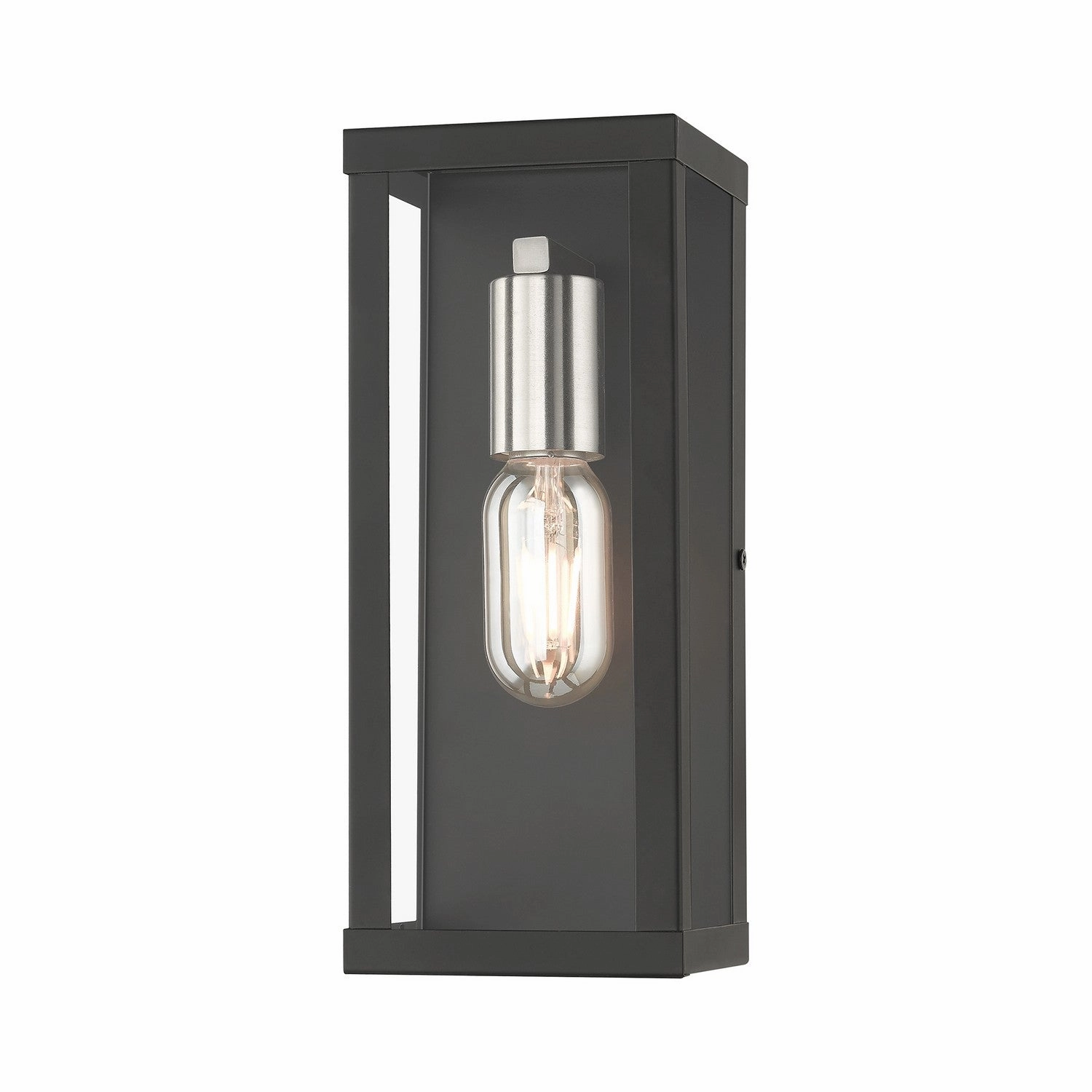 Gaffney One Light Outdoor Wall Lantern Black with Brushed Nickel