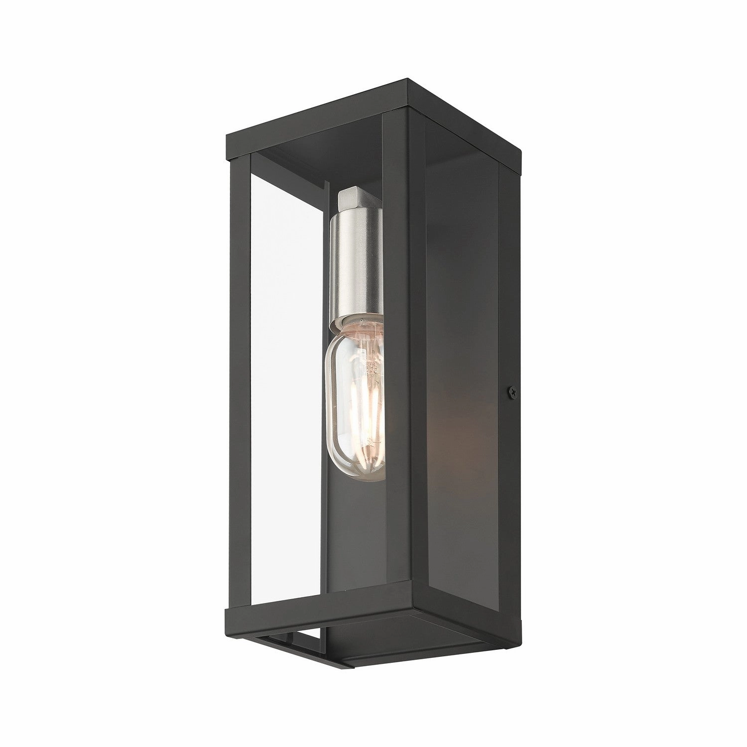 Gaffney One Light Outdoor Wall Lantern Black with Brushed Nickel