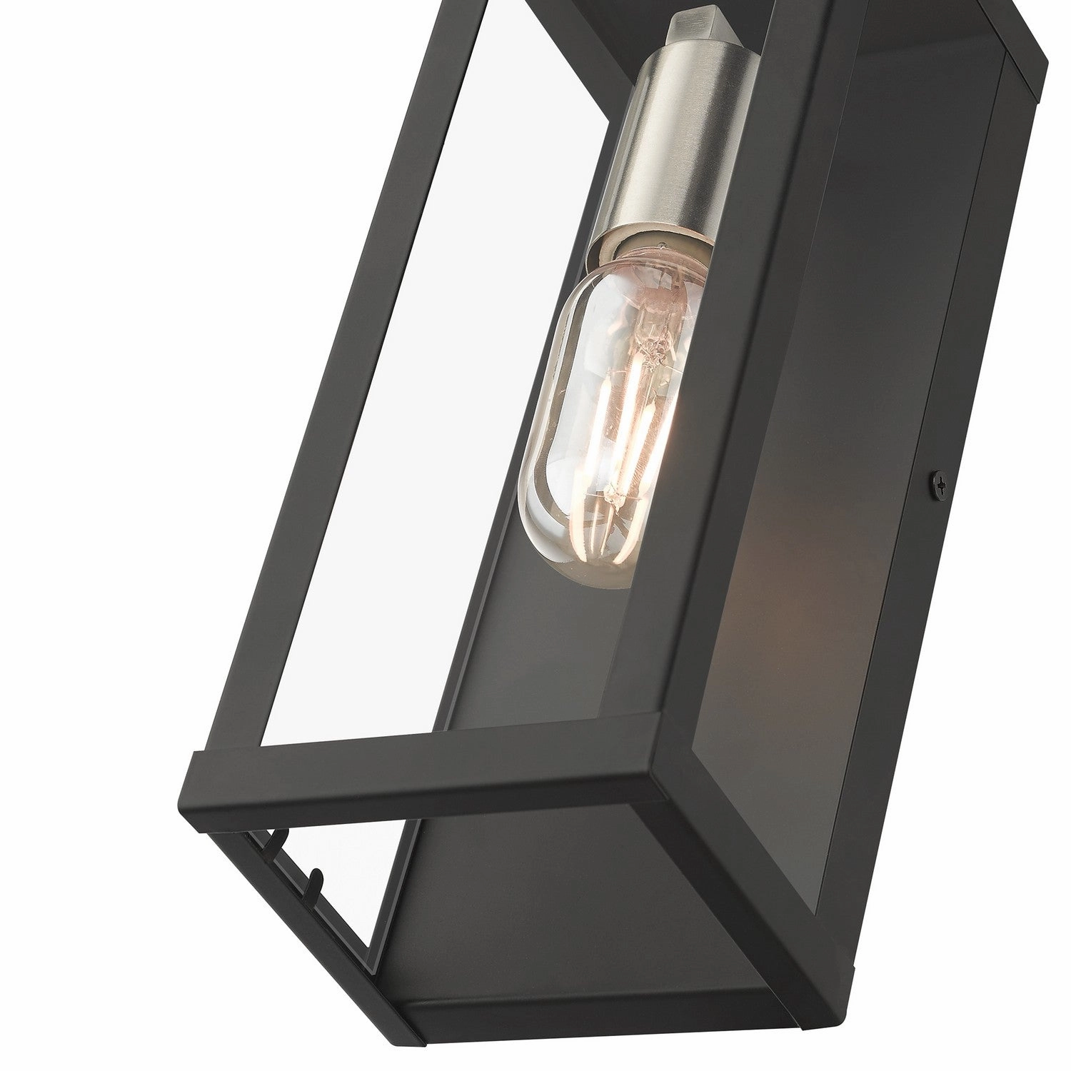 Gaffney One Light Outdoor Wall Lantern Black with Brushed Nickel