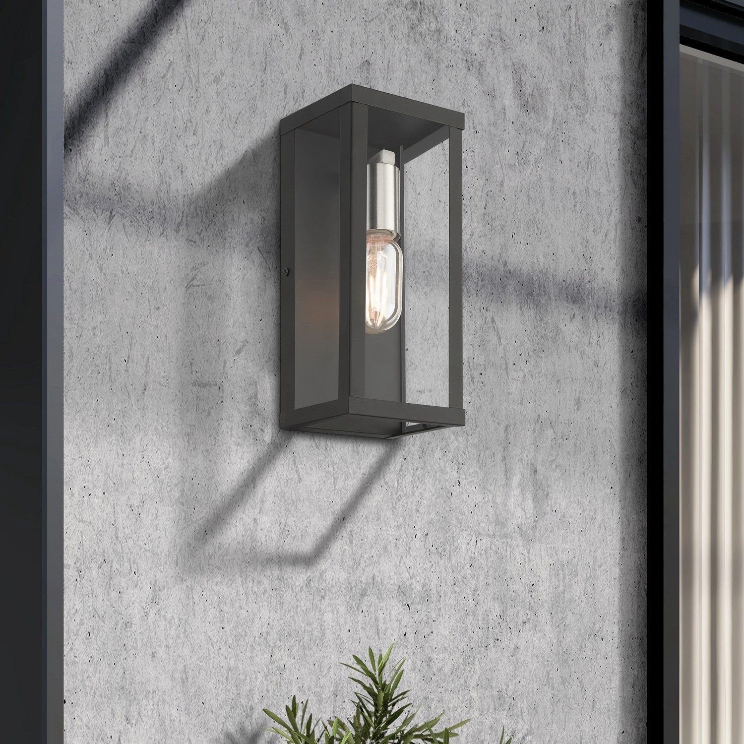 Gaffney One Light Outdoor Wall Lantern Black with Brushed Nickel