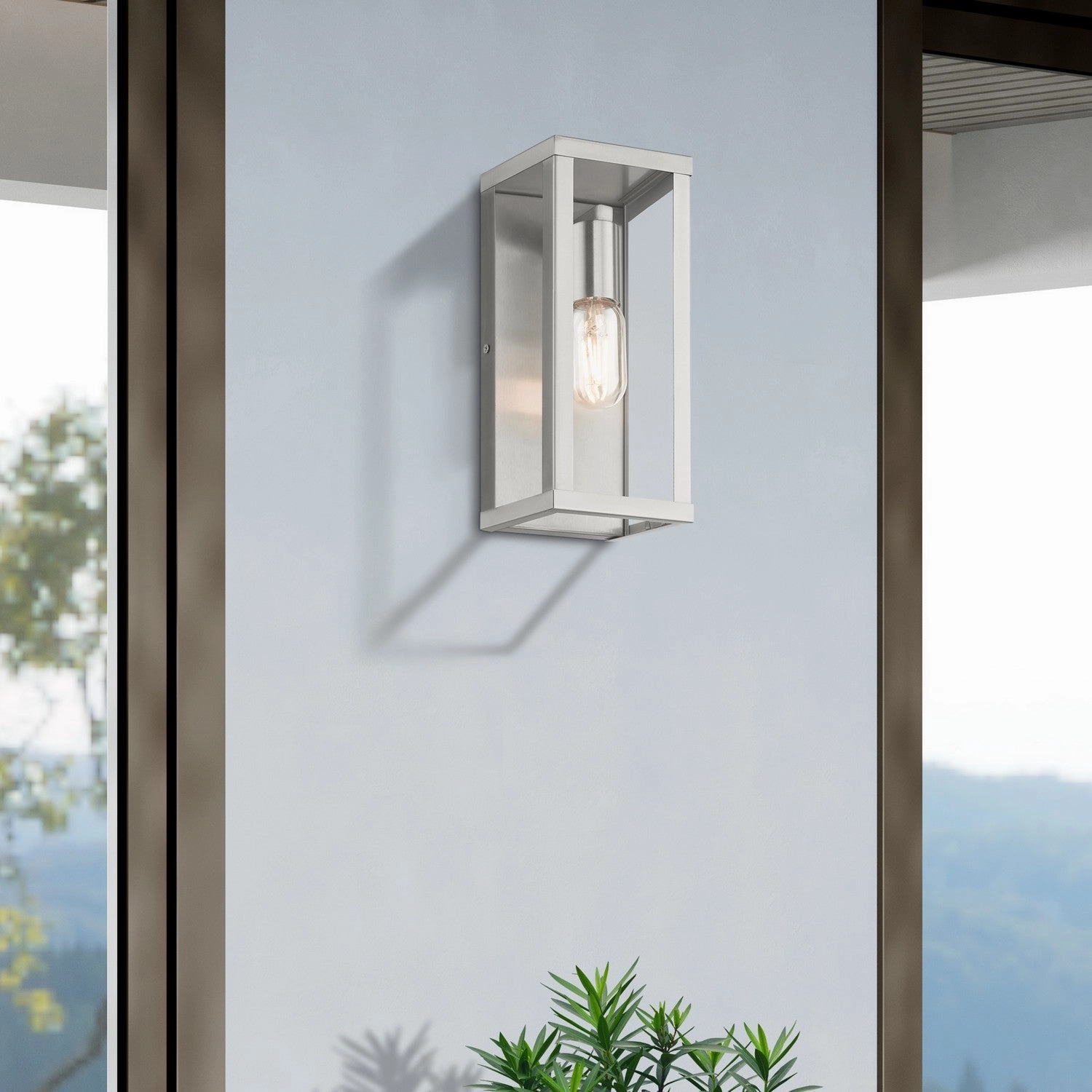Gaffney One Light Outdoor Wall Lantern Brushed Nickel