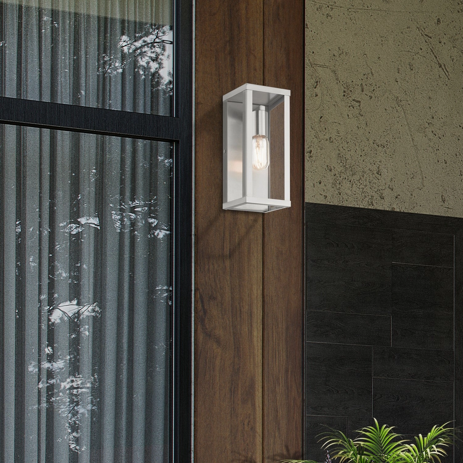 Gaffney One Light Outdoor Wall Lantern Brushed Nickel